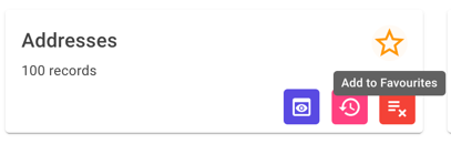 Card on the Dashboard, displaying a tooltip for the favourite button Card on the Dashboard, displaying a tooltip for the favourite button