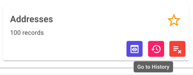 Card on the Dashboard, displaying a tooltip for the "Go to History" button Card on the Dashboard, displaying a tooltip for the "Go to History" button