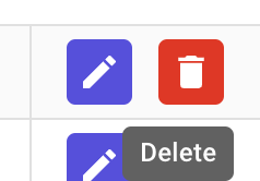 The available buttons for modifying a group with the "Delete" button highlighted