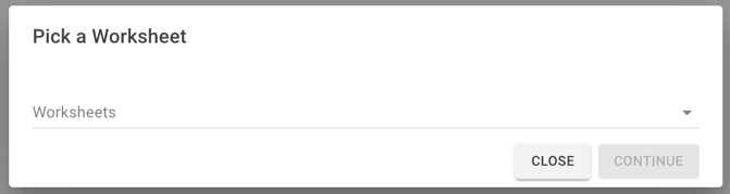Pick a Worksheet modal