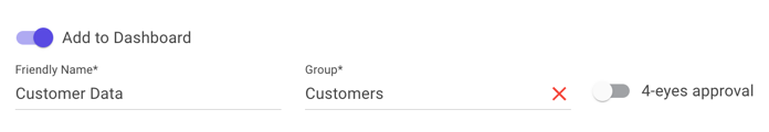 Add to Dashboard section, including the "Add to Dashboard" toggle