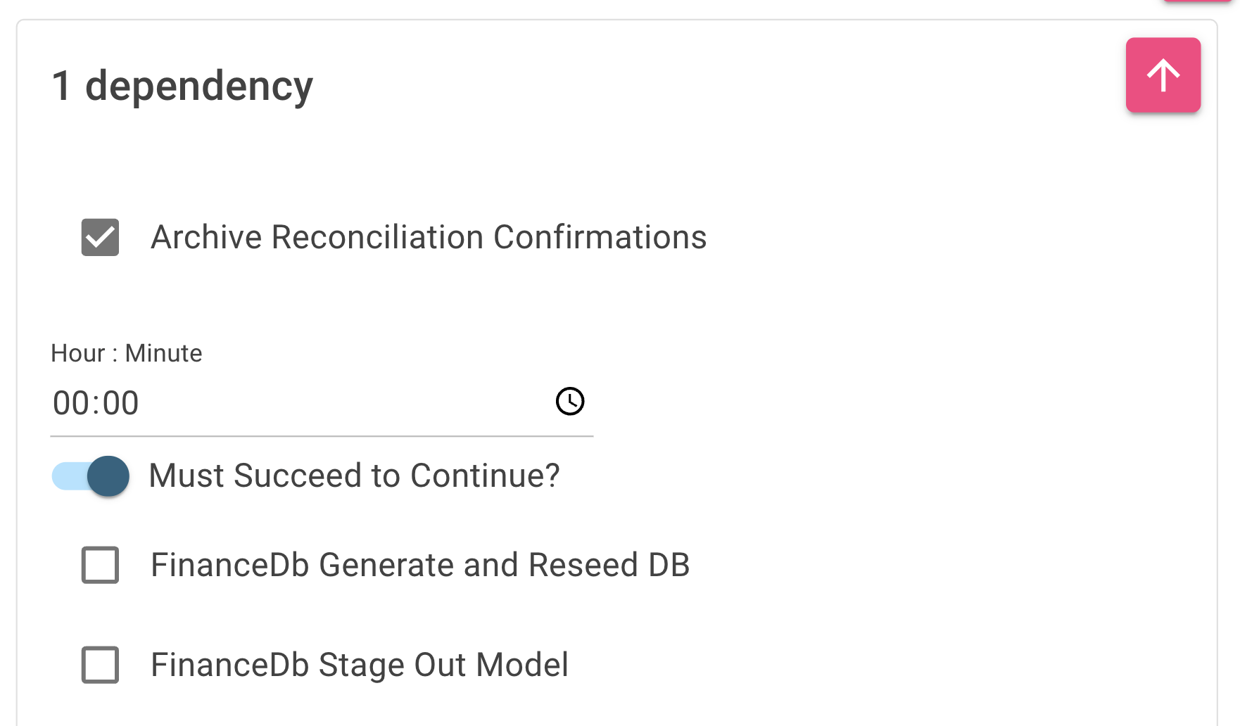The New Job page showing the Job Dependency settings