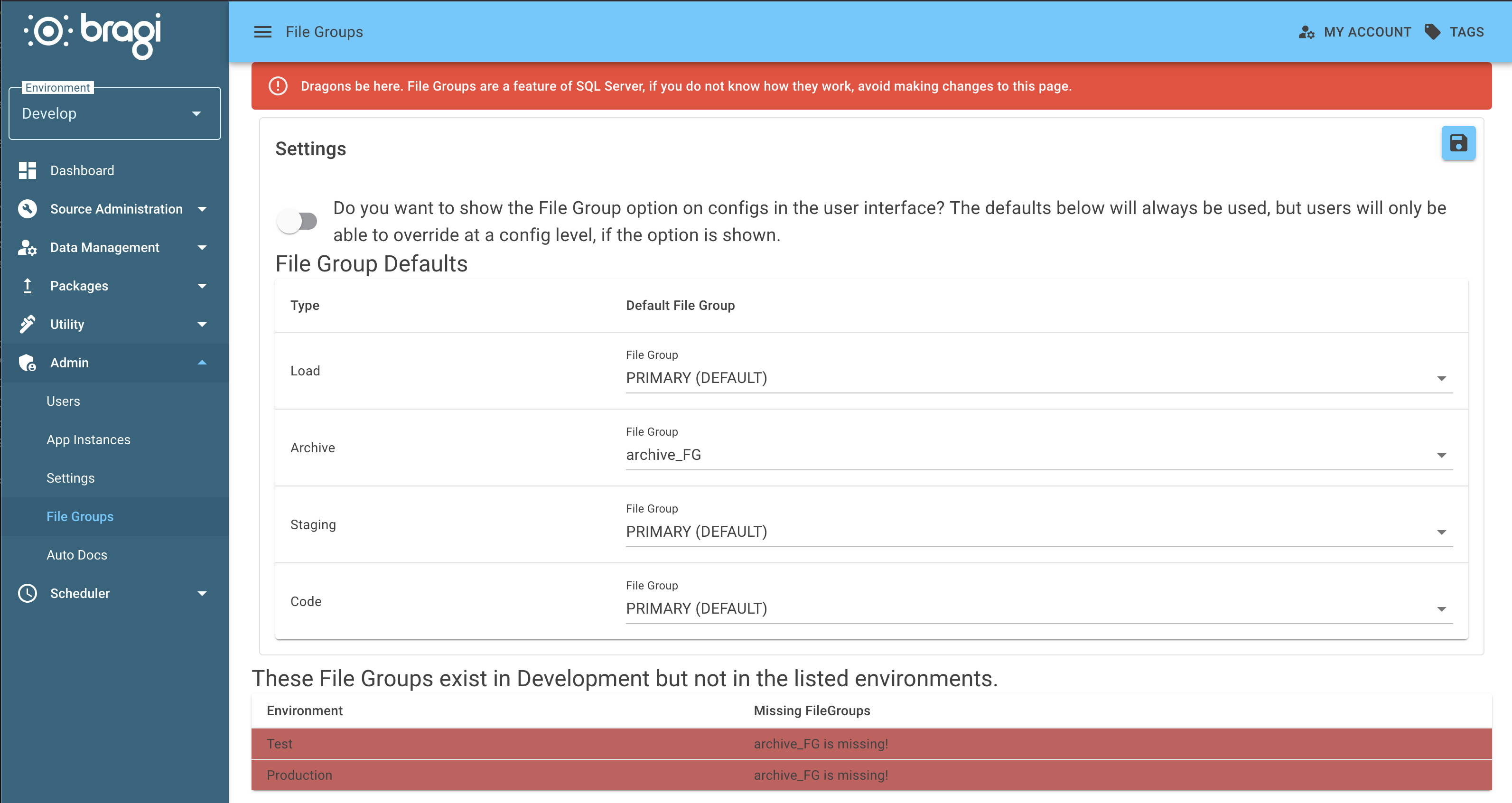 The Filegroups screen showing a newly created filegroup called archive_FG The Filegroups screen showing a newly created filegroup called archive_FG