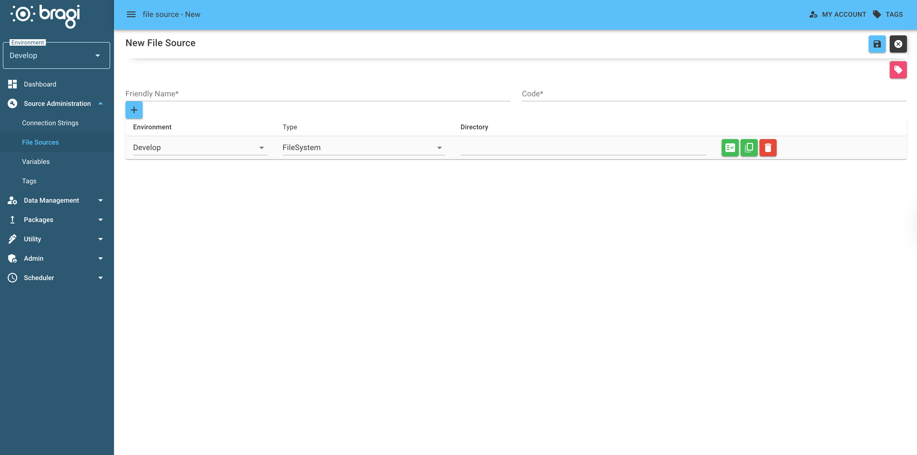 The New File Source edit page