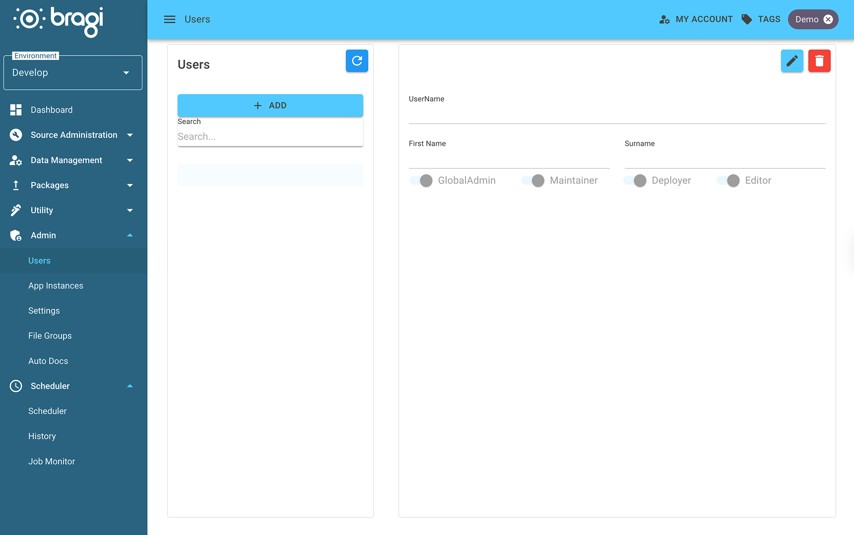 The Users overview page
